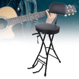 Maxbell Guitar Seat Stool Foldable Guitar Stool for Bass Players Electric Guitarists Black  with backrest