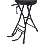 Maxbell Guitar Seat Stool Foldable Guitar Stool for Bass Players Electric Guitarists Black  with backrest