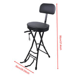 Maxbell Guitar Seat Stool Foldable Guitar Stool for Bass Players Electric Guitarists Black  with backrest