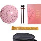 Maxbell Steel Drum Musical Instrument Hand Pan Drum for New Year's Gift Concert Yoga Pink