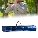 Maxbell Flute Carry Bag PU Leather Thickened with Pocket Portable Flute Carrying Bag blue