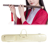 Maxbell Flute Carry Bag PU Leather Thickened with Pocket Portable Flute Carrying Bag beige