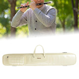 Maxbell Flute Carry Bag PU Leather Thickened with Pocket Portable Flute Carrying Bag beige
