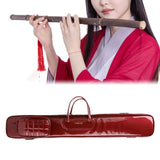 Maxbell Flute Carry Bag PU Leather Thickened with Pocket Portable Flute Carrying Bag red