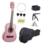 Maxbell 30" Wood Classical Guitar Compact with Gig Bag for Beginner Adults Boys Girls Pink