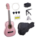 Maxbell 30" Wood Classical Guitar Compact with Gig Bag for Beginner Adults Boys Girls Pink