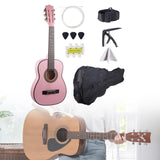 Maxbell 30" Wood Classical Guitar Compact with Gig Bag for Beginner Adults Boys Girls Pink