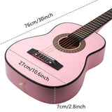 Maxbell 30" Wood Classical Guitar Compact with Gig Bag for Beginner Adults Boys Girls Pink