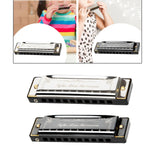 Maxbell Harmonica Toy Ten Hole Diatonic Harmonica for Travel Outings Boys Girls Gifts Silver