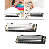 Maxbell Harmonica Toy Ten Hole Diatonic Harmonica for Travel Outings Boys Girls Gifts Silver