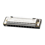 Maxbell Harmonica Toy Ten Hole Diatonic Harmonica for Travel Outings Boys Girls Gifts Silver