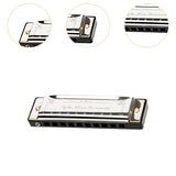 Maxbell Harmonica Toy Ten Hole Diatonic Harmonica for Travel Outings Boys Girls Gifts Silver