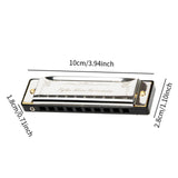 Maxbell Harmonica Toy Ten Hole Diatonic Harmonica for Travel Outings Boys Girls Gifts Silver