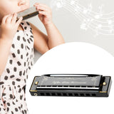 Maxbell Harmonica Toy Ten Hole Diatonic Harmonica for Travel Outings Boys Girls Gifts Black