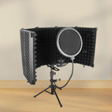 Maxbell Microphone Isolation Shield 5 Panel Foldable with Tripod Stand