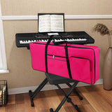 Maxbell 61 Key Keyboard Case Carrying Case Waterproof Piano Gig Bag for Music Studio rose red