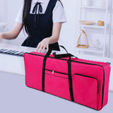Maxbell 61 Key Keyboard Case Carrying Case Waterproof Piano Gig Bag for Music Studio rose red