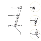 Maxbell Aluminum Alloy Keyboard Stand Anti Slip Portable Height Adjustable for Stage argent