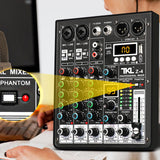 Maxbell Audio Mixer Portable USB DJ Controller Sound Mixer for Live Recording Studio