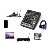 Maxbell Audio Mixer Portable USB DJ Controller Sound Mixer for Live Recording Studio