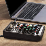 Maxbell Audio Mixer Portable USB DJ Controller Sound Mixer for Live Recording Studio
