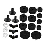 Maxbell 21x Cymbal Replacement Accessories with Wing Nuts Washers for Drum Set Parts Black