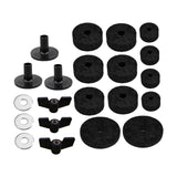 Maxbell 21x Cymbal Replacement Accessories with Wing Nuts Washers for Drum Set Parts Black