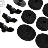 Maxbell 21x Cymbal Replacement Accessories with Wing Nuts Washers for Drum Set Parts Black