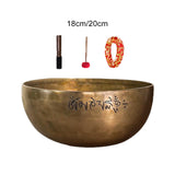 Maxbell Brass Sound Bowl Set Handcrafted Traditional for Relaxation Mindfulness Yoga 18cm