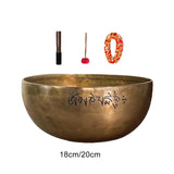 Maxbell Brass Sound Bowl Set Handcrafted Traditional for Relaxation Mindfulness Yoga 18cm