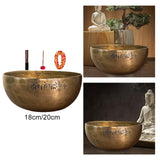 Maxbell Brass Sound Bowl Set Handcrafted Traditional for Relaxation Mindfulness Yoga 18cm