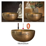 Maxbell Brass Sound Bowl Set Handcrafted Traditional for Relaxation Mindfulness Yoga 18cm