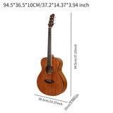 Maxbell Classical Acoustic Guitar 37inch Gloss 6 Strings Guitar for Parties Gig Kids dark brown