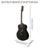 Maxbell Classical Acoustic Guitar 37inch Gloss 6 Strings Guitar for Parties Gig Kids black