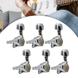 Maxbell 6x Electric Guitar String Tuning Pegs 1:18 for Folk Classic Guitar Accessory Silver Left