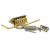 Maxbell Guitar Tremolo Bridge Spare Part Six String with Saddles Block for Repairing gold