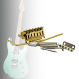 Maxbell Guitar Tremolo Bridge Spare Part Six String with Saddles Block for Repairing gold