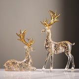 Maxbell 2Pcs Deer Statues Crafts Desktop Ornaments for Anniversaries Halloween Party