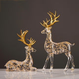 Maxbell 2Pcs Deer Statues Crafts Desktop Ornaments for Anniversaries Halloween Party