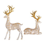 Maxbell 2Pcs Deer Statues Crafts Desktop Ornaments for Anniversaries Halloween Party