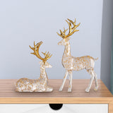 Maxbell 2Pcs Deer Statues Crafts Desktop Ornaments for Anniversaries Halloween Party