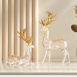Maxbell 2Pcs Deer Statues Crafts Desktop Ornaments for Anniversaries Halloween Party