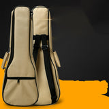 Maxbell Ukulele Bag Portable Storage Pocket for Concert Tuning Clips Music Textbooks Khaki 71cmx28cmx6cm