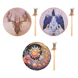 Maxbell Shaman Drum Handmade Meditation Decorative with Drum Stick Music Lovers Gift brown deer head