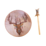 Maxbell Shaman Drum Handmade Meditation Decorative with Drum Stick Music Lovers Gift brown deer head