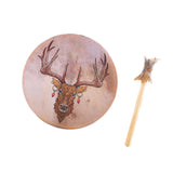 Maxbell Shaman Drum Handmade Meditation Decorative with Drum Stick Music Lovers Gift brown deer head