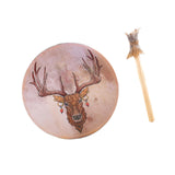 Maxbell Shaman Drum Handmade Meditation Decorative with Drum Stick Music Lovers Gift brown deer head