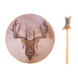 Maxbell Shaman Drum Handmade Meditation Decorative with Drum Stick Music Lovers Gift brown deer head
