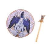 Maxbell Shaman Drum Handmade Meditation Decorative with Drum Stick Music Lovers Gift white wolf