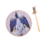 Maxbell Shaman Drum Handmade Meditation Decorative with Drum Stick Music Lovers Gift white wolf